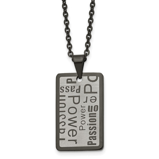 Stainless Steel Brushed and Polished Black IP-plated 22in Necklace