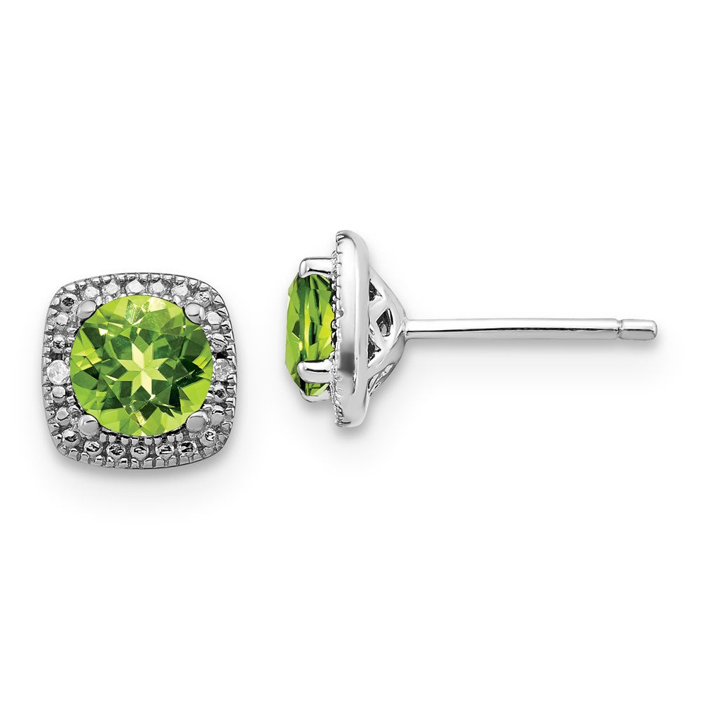 SS Peridot & Diamond Earrings