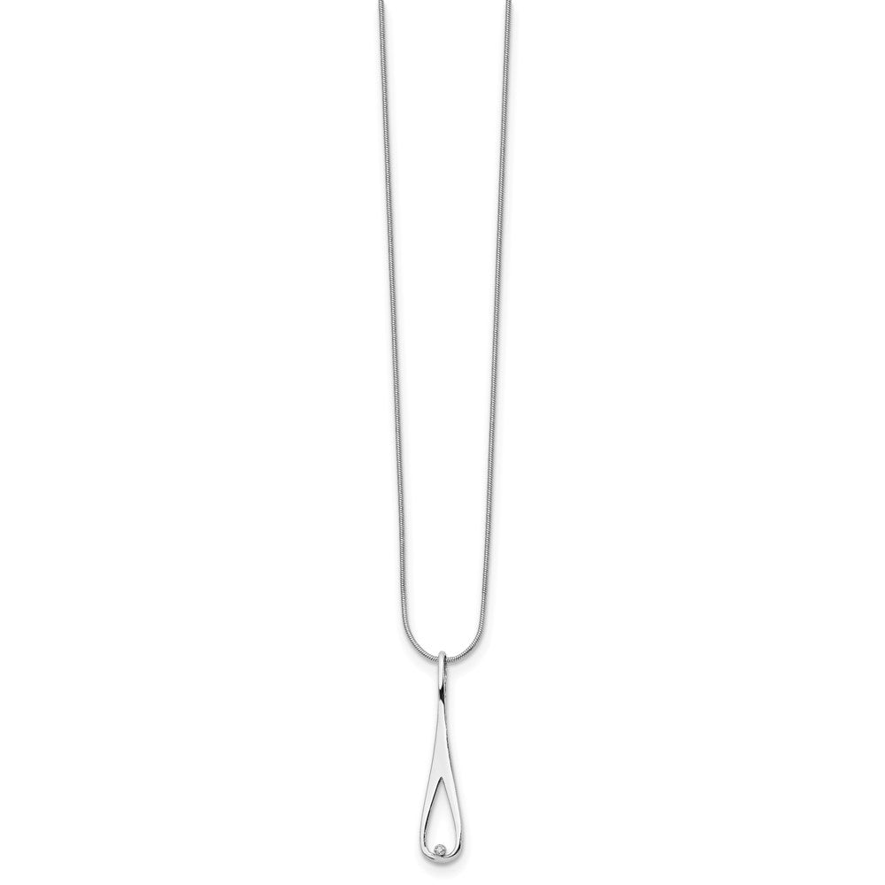 White Ice Sterling Silver Rhodium-plated 18 Inch Diamond Open Teardrop Necklace with 2 Inch Extender 18 Inches