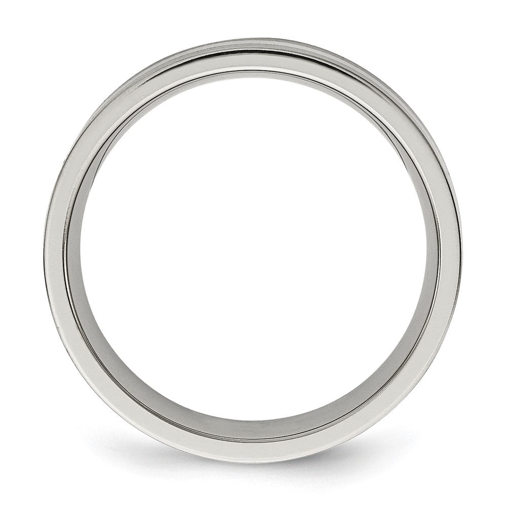 Titanium Brushed w/Sterling Silver Inlay 6mm Flat Band Size - 10.5