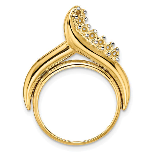 Wideband Distinguished Coin Jewelry 14k Polished Diamond Teardrop 18.0mm Prong Coin Bezel Chain Slide Pendant Mounting