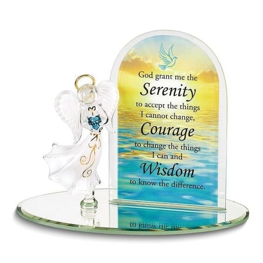 Glass Baron Serenity Prayer with Angel Glass Figurine