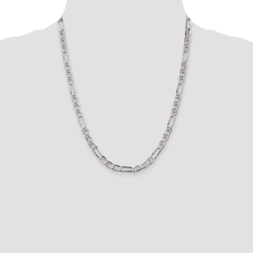 Sterling Silver 5.5mm Figaro Anchor Chain 22 Inches