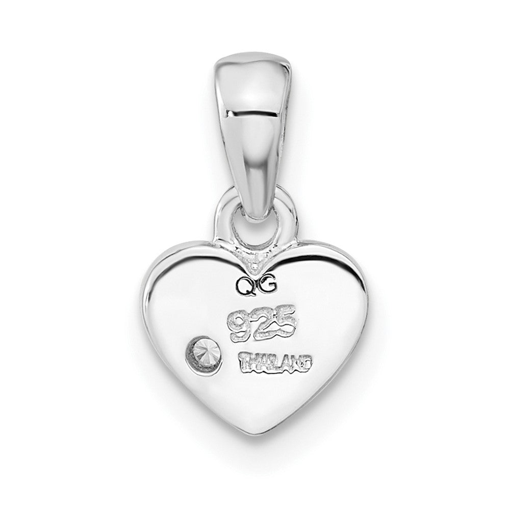 Sterling Silver RH-plated CZ Flower Heart Pendant