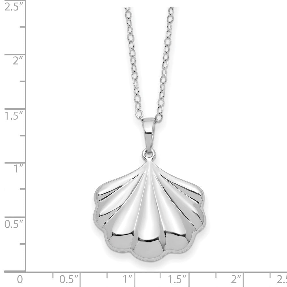 Sentimental Expressions Sterling Silver Rhodium-plated Shell Ash Holder 18 Inch Necklace 18 Inches
