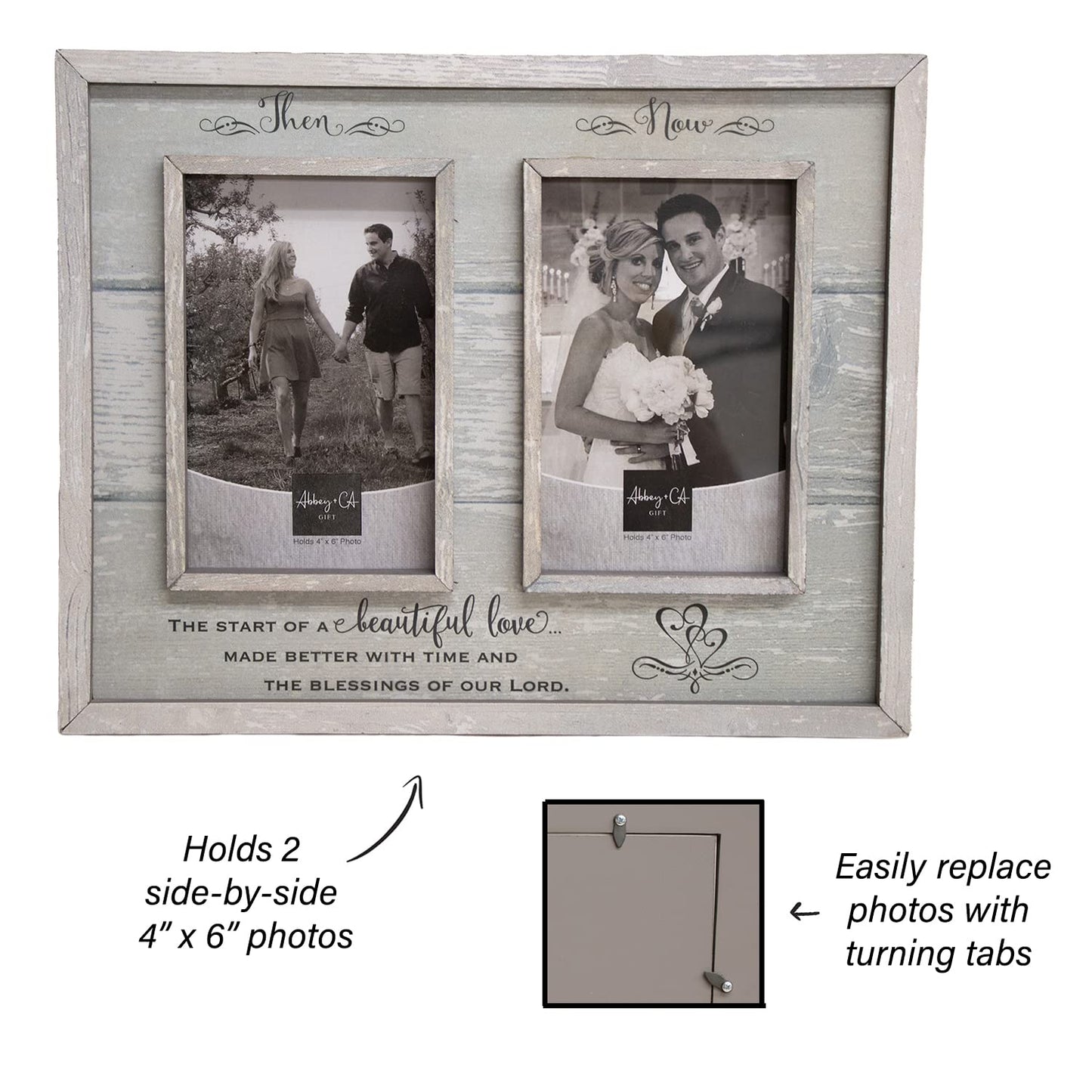 Abbey Gift Then & Now Anniversary Wood Frame, 12" x 9.5", Multicolor
