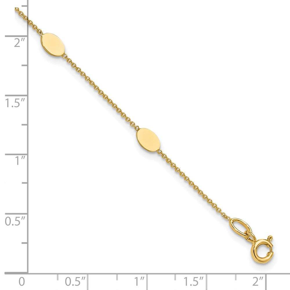 14K Polished Oval Discs Station Bracelet 7  inches