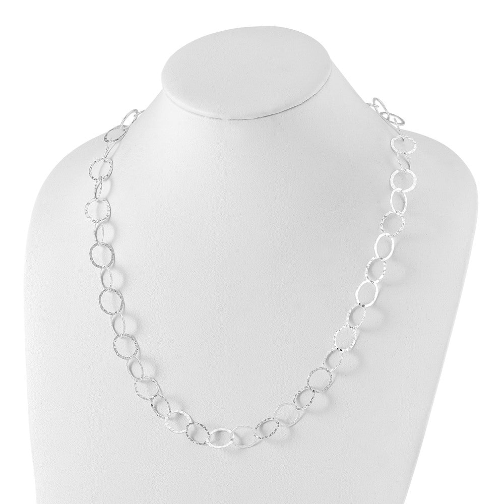 Sterling Silver Fancy Hammered Necklace 24 Inches