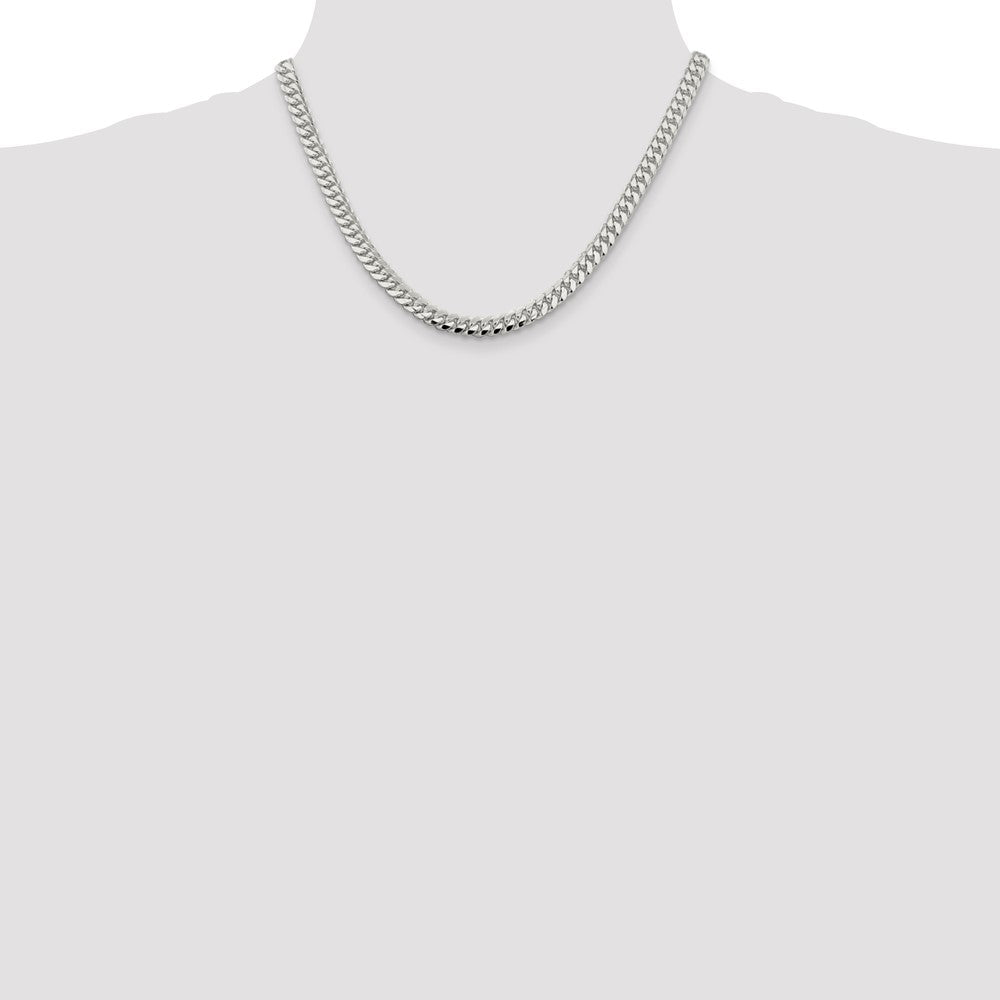 Sterling Silver 6.4mm Polished Domed Curb Chain 18 Inches