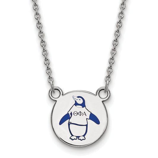 Sterling Silver 18in Official Licensed Greek Sororities Theta Phi Alpha (???) XS Enamel Pendant w/Necklace