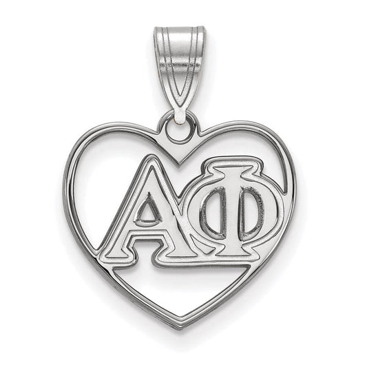 Sterling Silver Official Licensed Greek Sororities Alpha Phi (??) Heart Pendant
