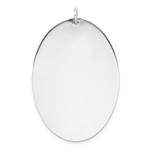 Sterl Silver Rh-plt Engraveable Oval Polished Front/Satin Back Disc Charm