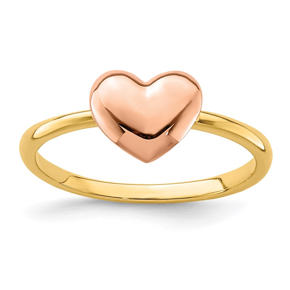 14K Two-tone Polished Heart Ring Size 7