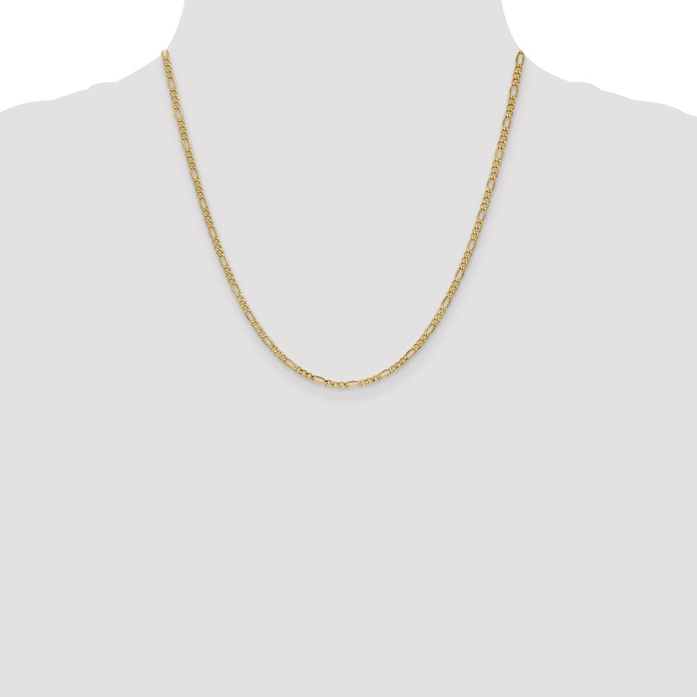 14k 2.5mm Semi-Solid Figaro Chain