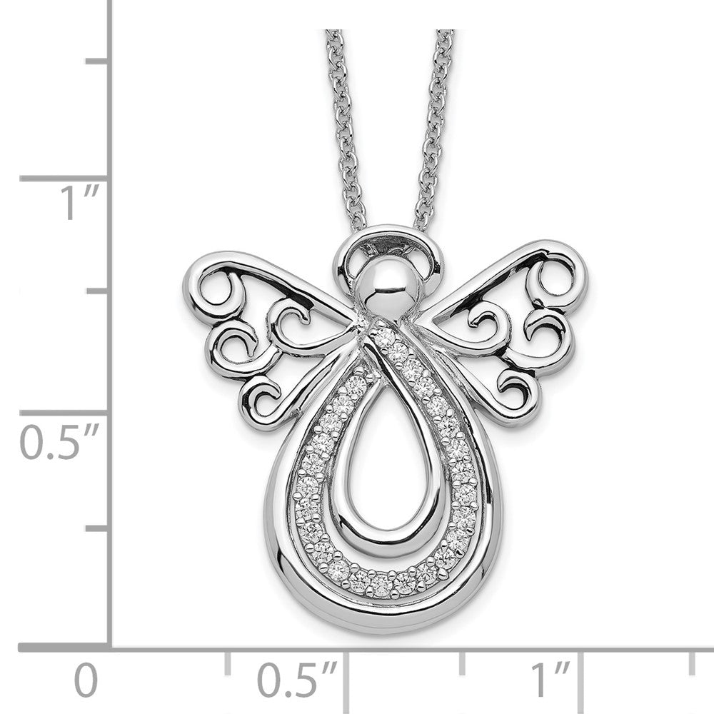 Sentimental Expressions Sterling Silver Rhodium-plated CZ Angel Of Comfort 18in. Necklace 18 Inches