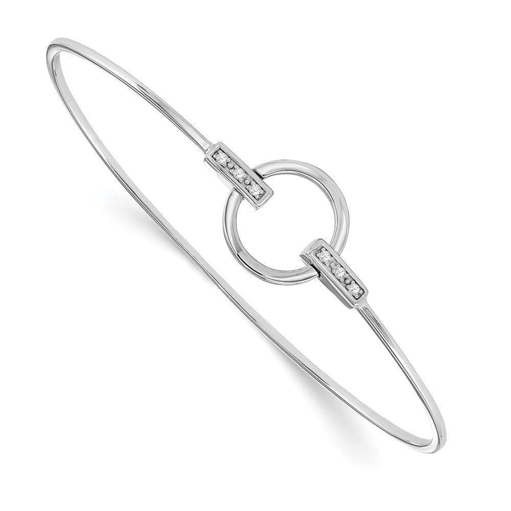 White Ice Sterling Silver Rhodium-plated Diamond Bangle 7 inches
