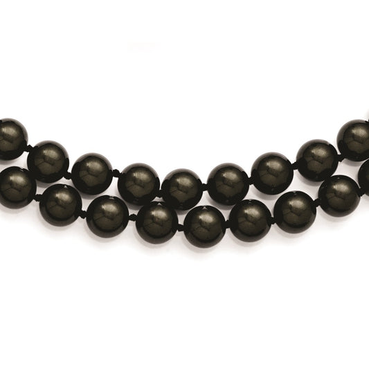 Sterling S Majestik Rh-pl 2 Row 10-11mm Blk Imitat Shell Pearl Necklace