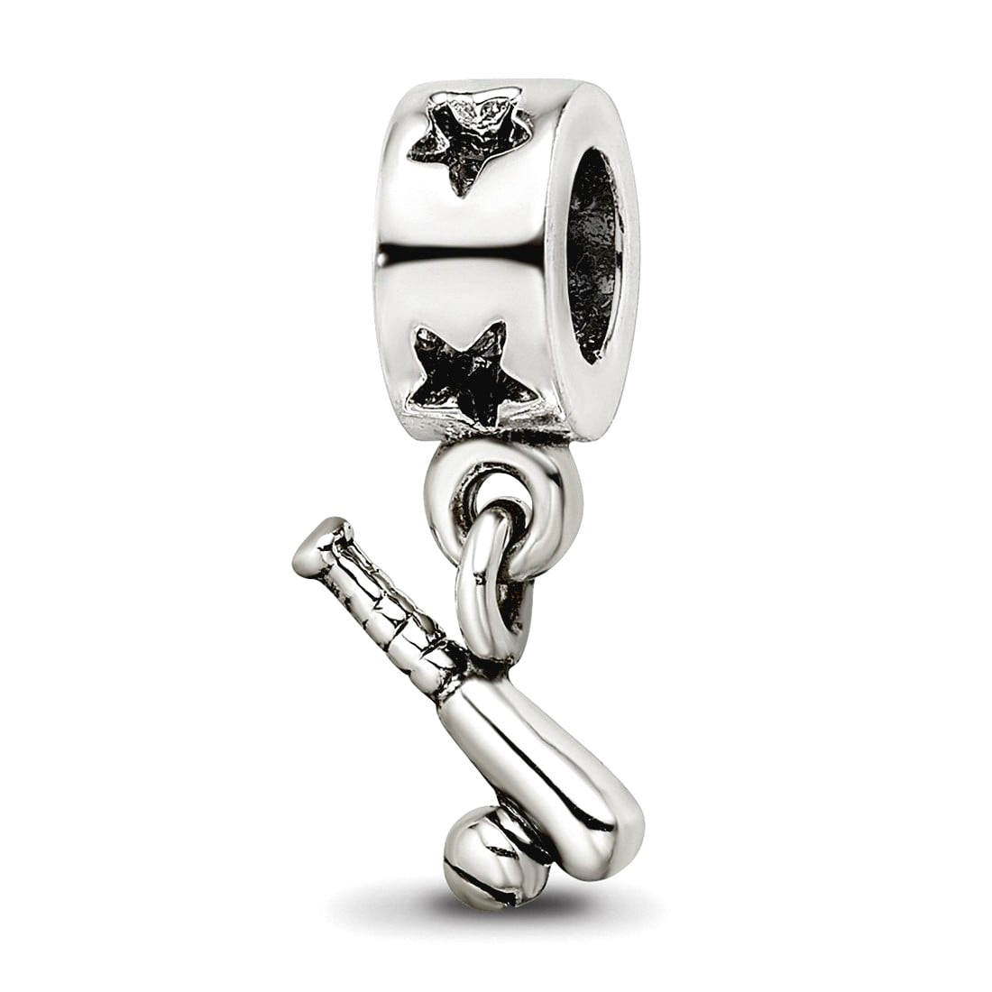 Sterling Silver Reflections Baseball Bat & Ball Dangle Bead