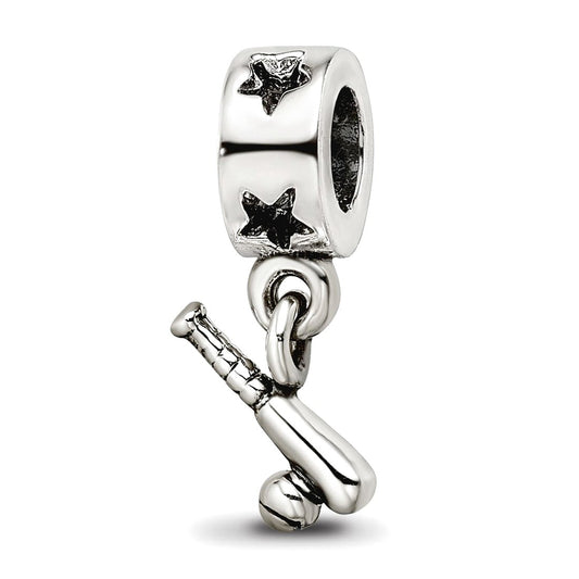 Sterling Silver Reflections Baseball Bat & Ball Dangle Bead