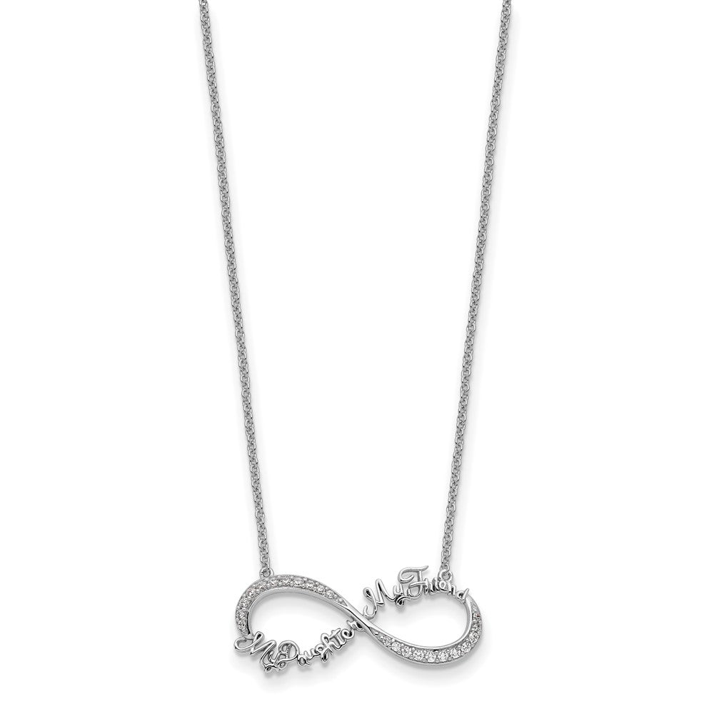 Sentimental Expressions Sterling Silver Rhodium-plated CZ My Daughter My Friend 18in Necklace 17 Inches