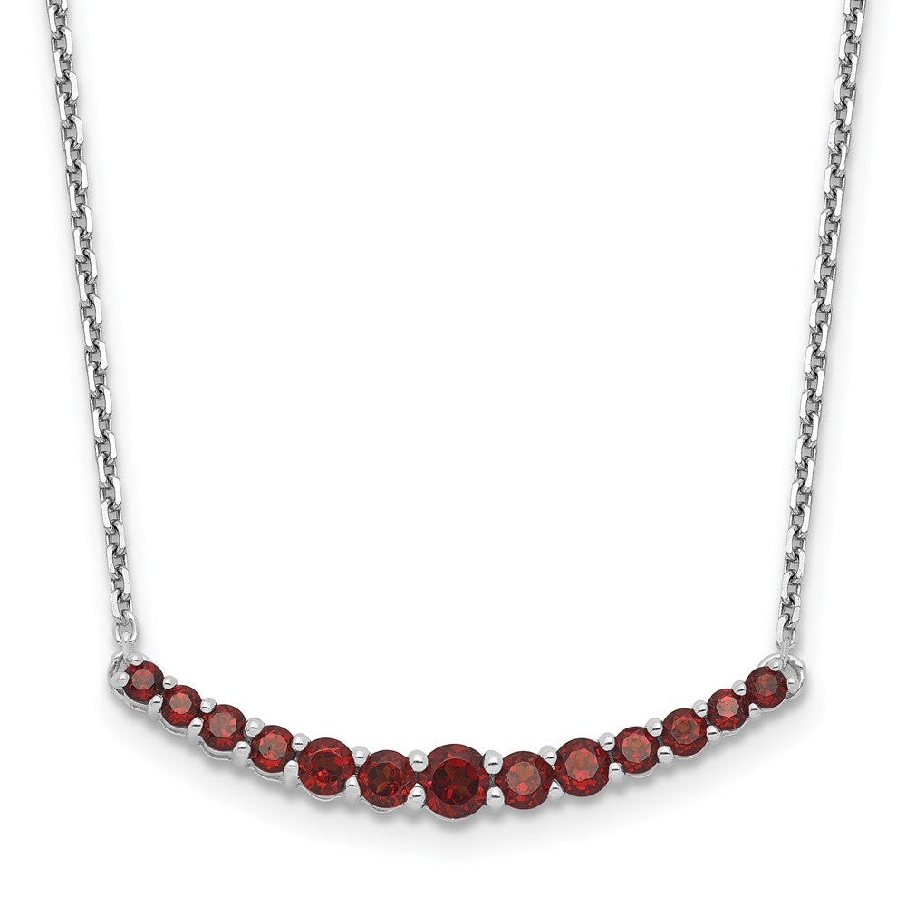 Sterling Silver Rhodium-plated Garnet Pendant w/Necklace 18 Inches