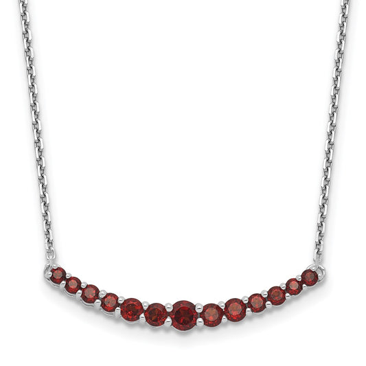Sterling Silver Rhodium-plated Garnet Pendant w/Necklace 18 Inches