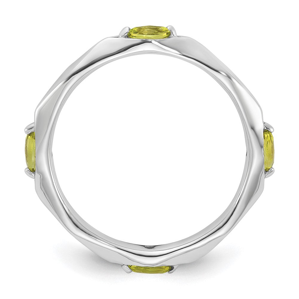 Sterling Silver Stackable Expressions Rhodium-plated Peridot Ring Size -9
