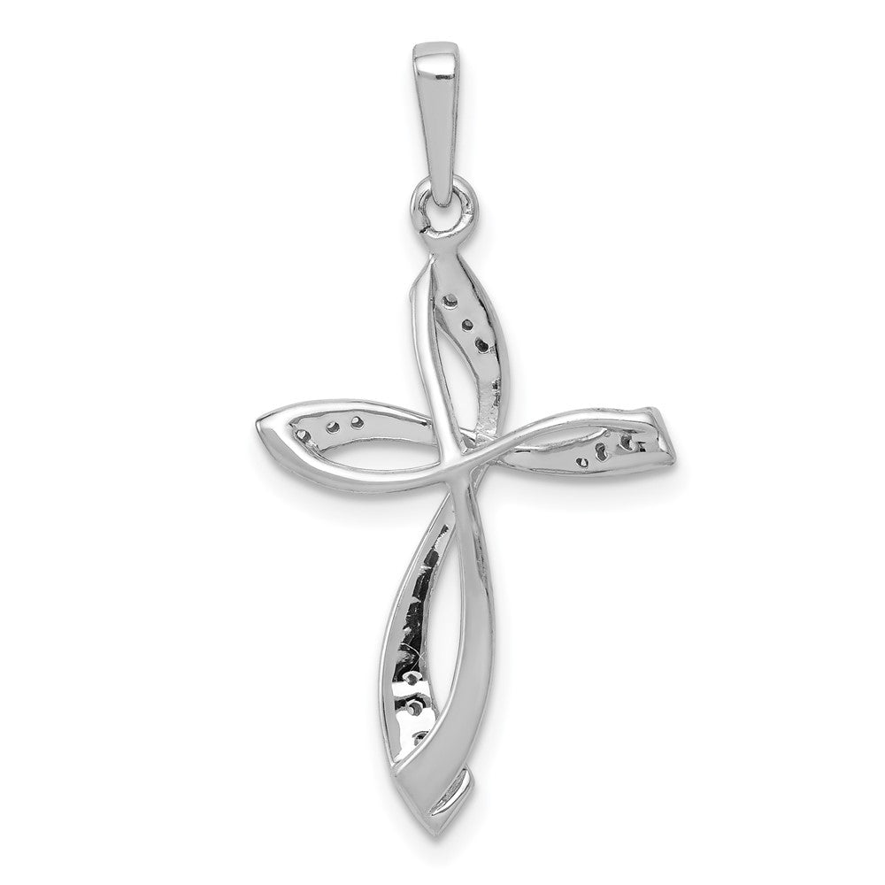 14k White Gold 1/15 carat Lab Grown Diamond VS/SI+ G+ Cross Pendant