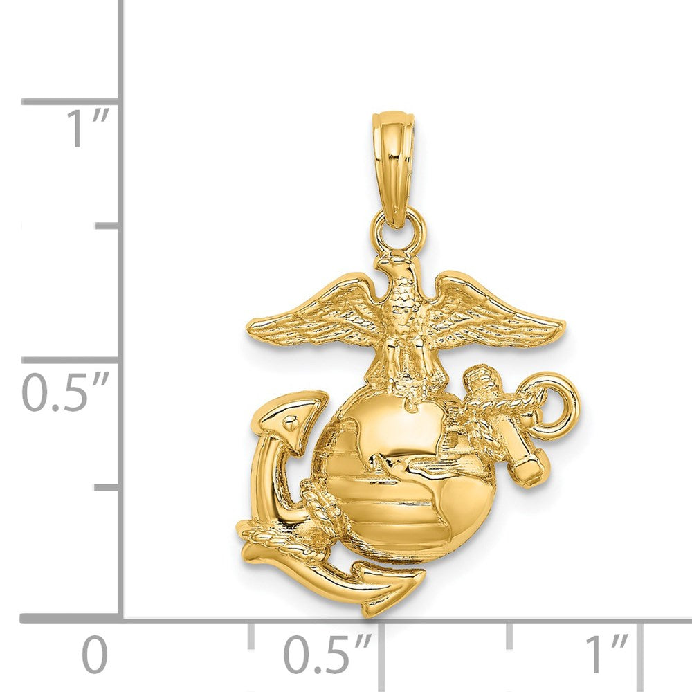 14k Polished / Textured Marine Corps Charm