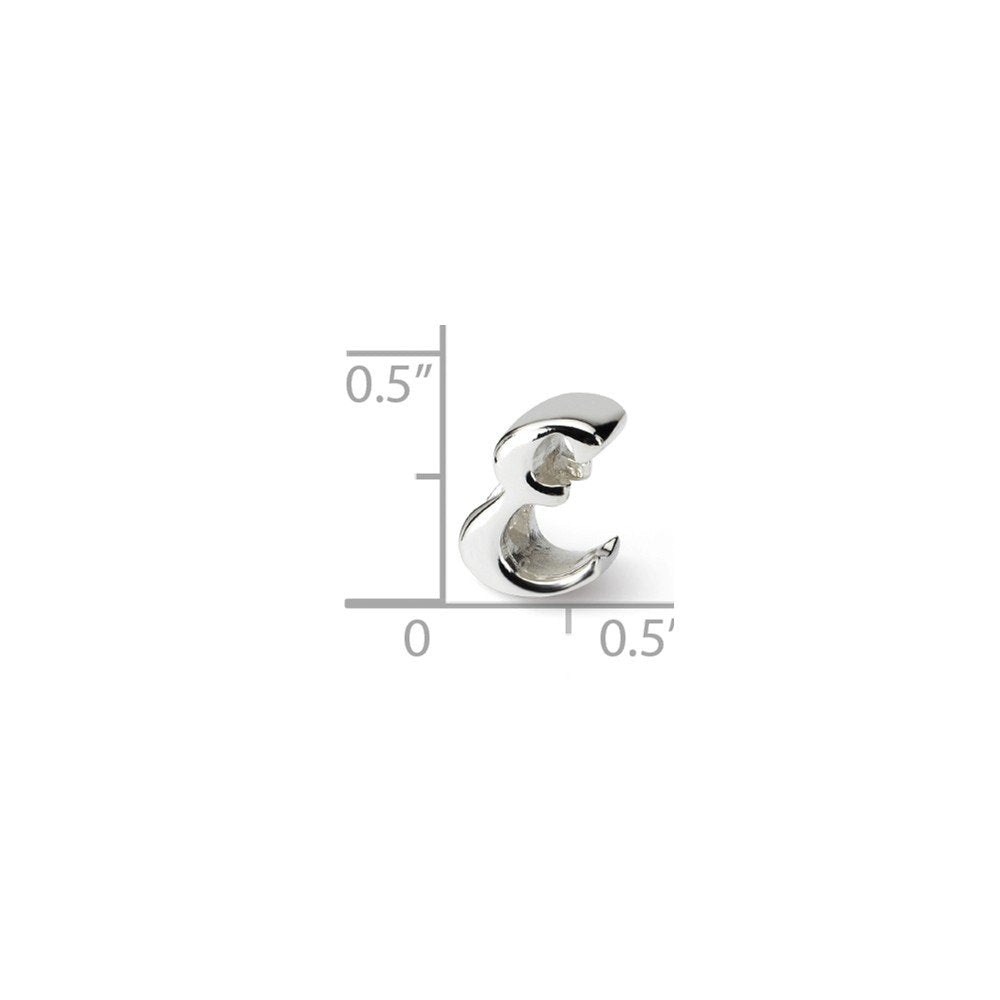 925 Sterling Silver Polished Reflections Letter Name Personalized Monogram Initial E Script Bead Charm 10.91x8.18mm Wide