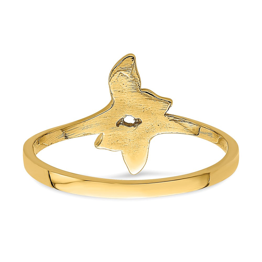 14K Gold Polished Double Whale Tail Ring Size 7