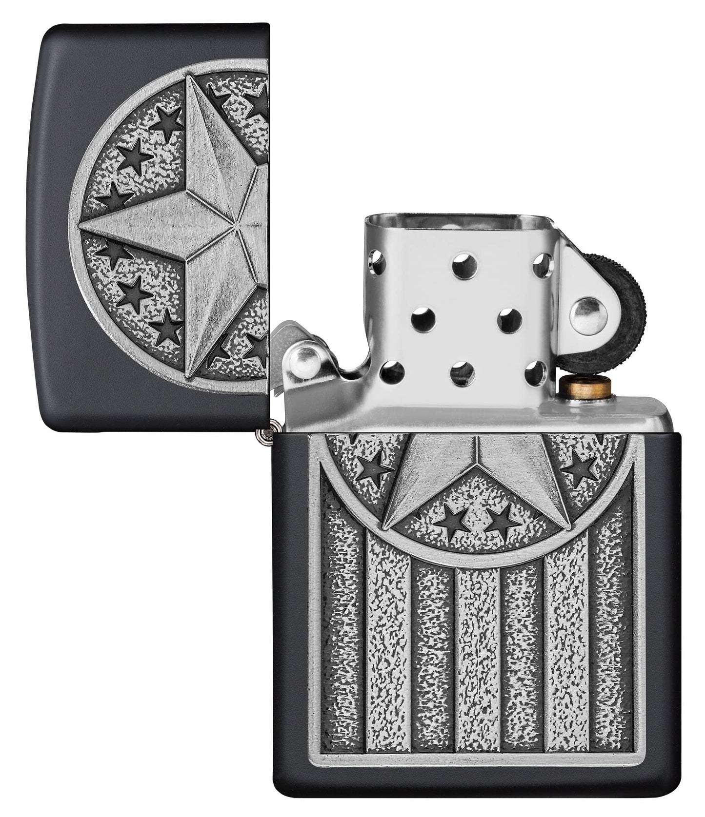 Zippo American Metal Emblem Black Matte Pocket Lighter