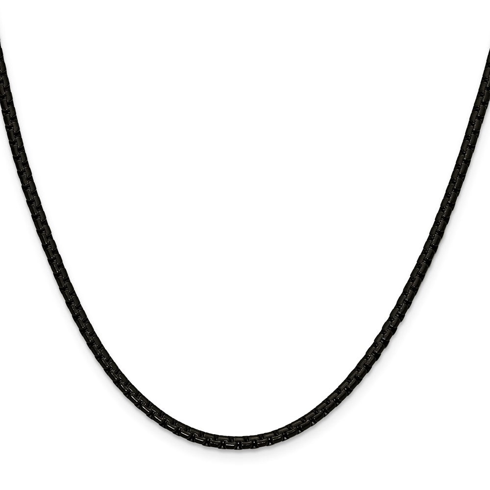 Chisel Stainless Steel Polished Black IP-plated 3mm 22 inch Flat Box Chain