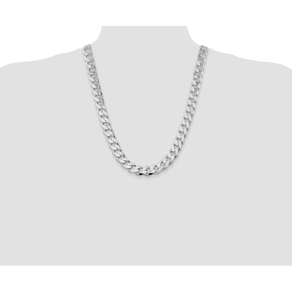 Sterling Silver Rhodium-plated 13mm Curb Chain 24 Inches