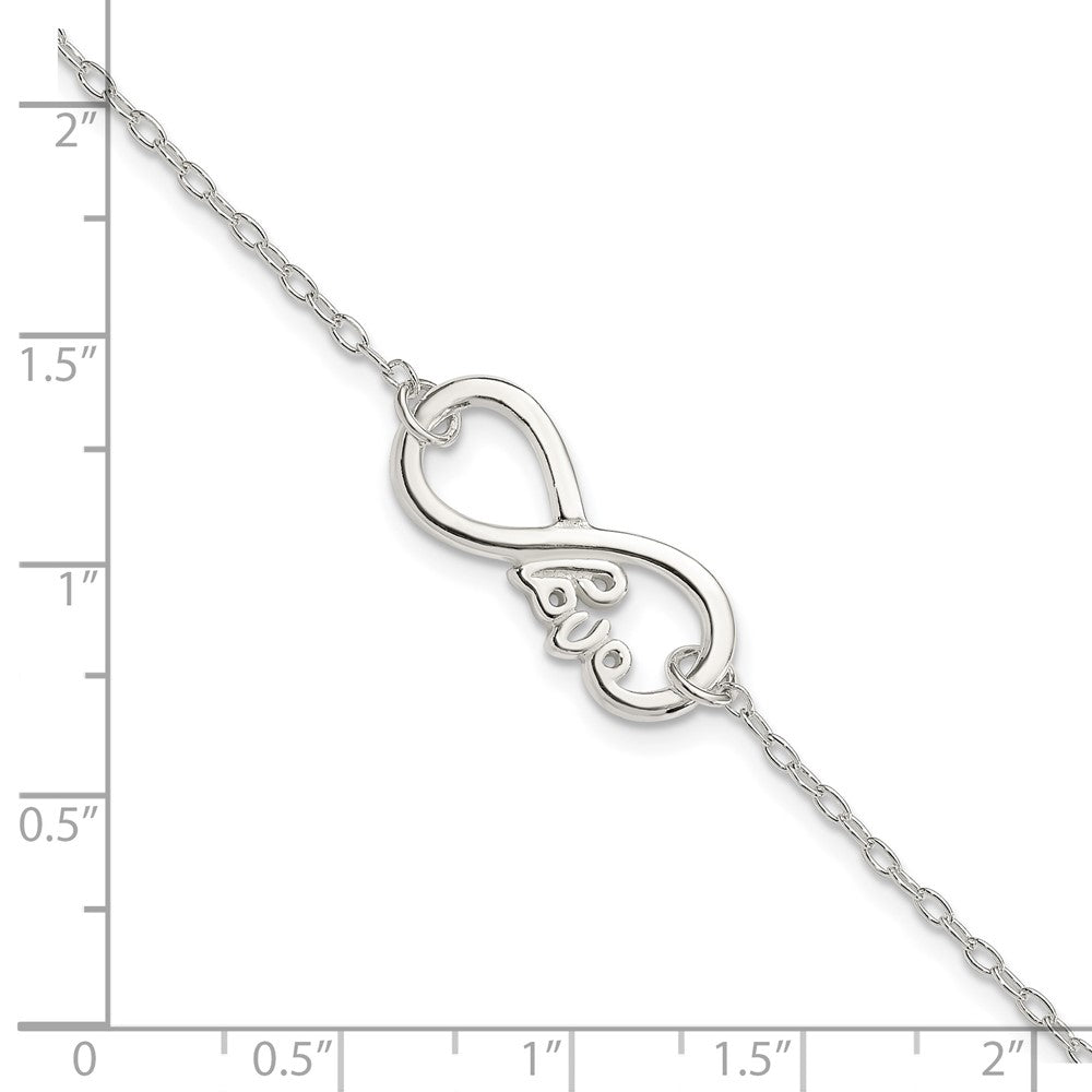 Sterling Silver Polished infinity Sign w/LOVE 7.5 inch Bracelet 7.5 inches