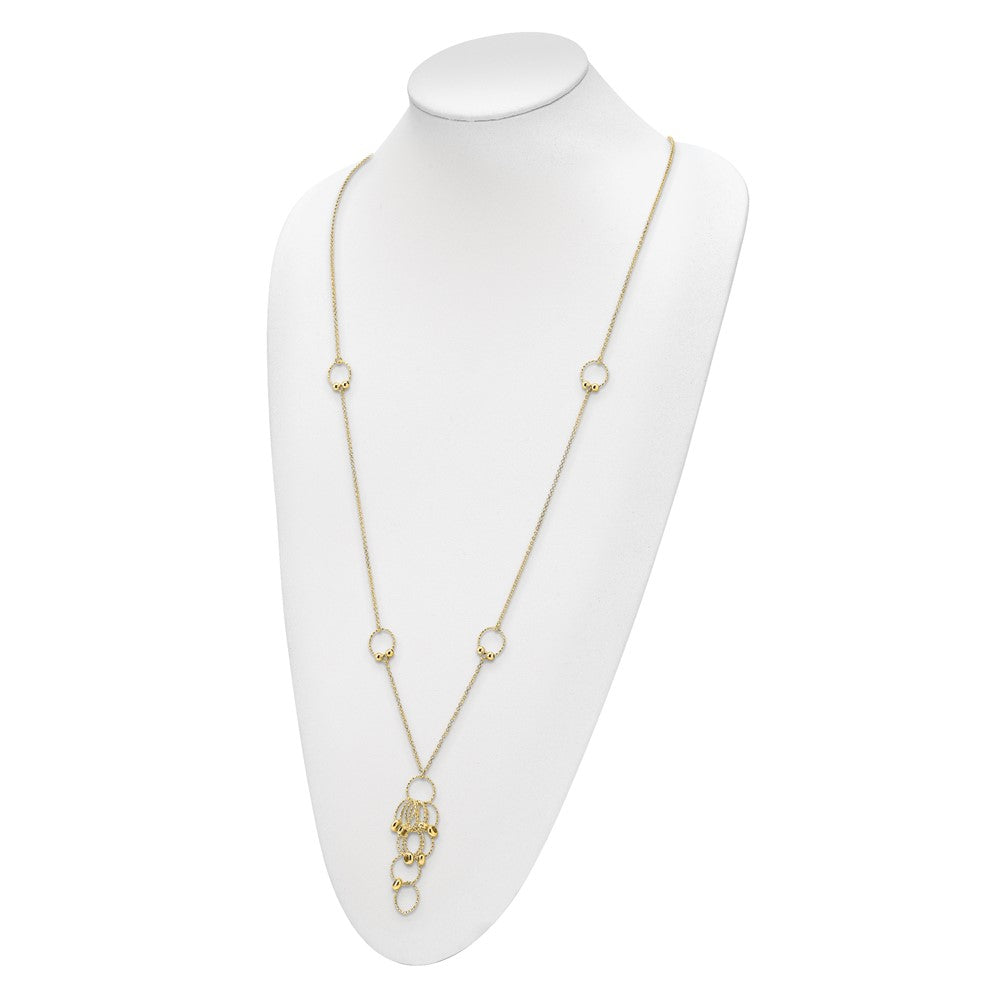 Sterling Silver Gold-tone Fancy w/ 1.5in Necklace