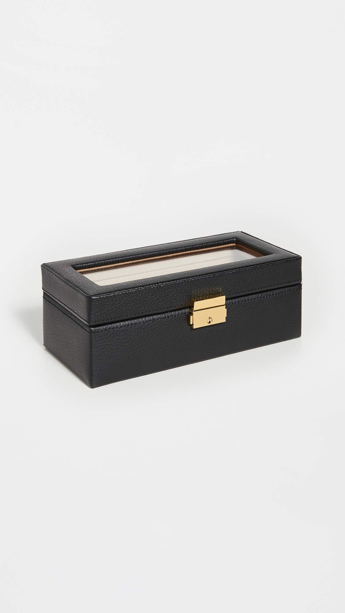 Black Leather Clear Lid 4-Watch Case GL6982