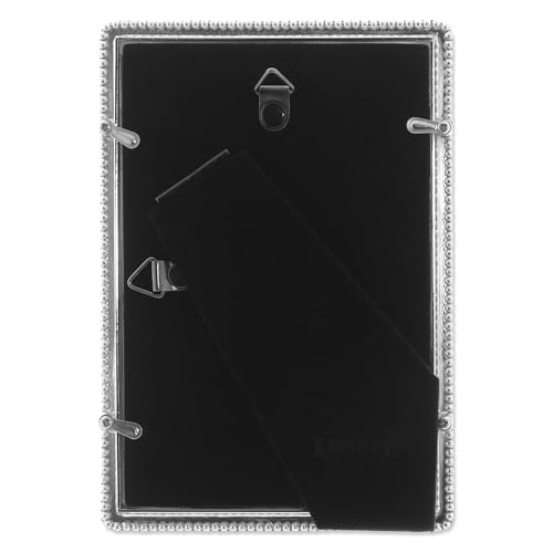 Silver Metal 4x6 Picture Frame with Delicate Outer Border of Beads