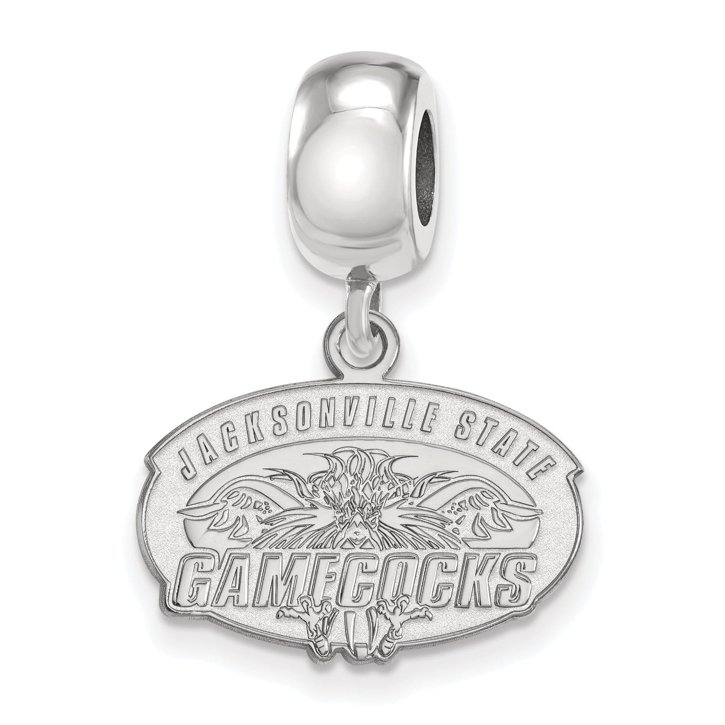 Sterling Silver Rhodium-plated LogoArt Jacksonville State U. Small Dangle Bead