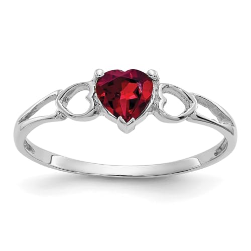 10k White Gold Polished Genuine Rhodolite Garnet Birthstone Ring