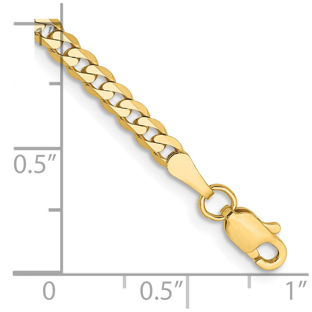 14K 9 inch 2.9mm Flat Beveled Curb with Lobster Clasp Anket