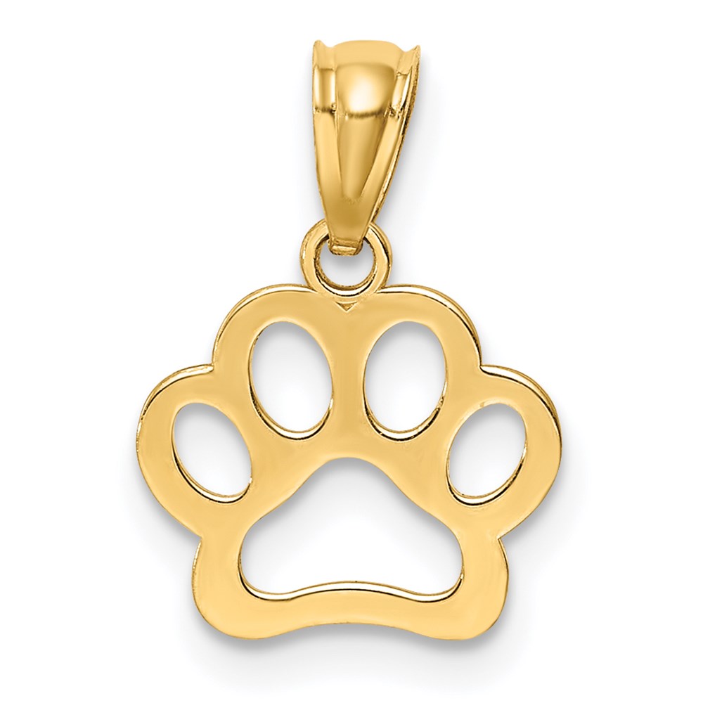 14K Dog Paw Pendant Yellow Gold
