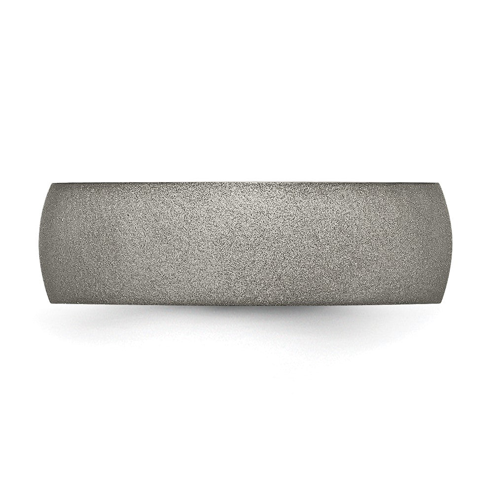 Titanium Stone Finish 7mm Half Round Band Size - 10