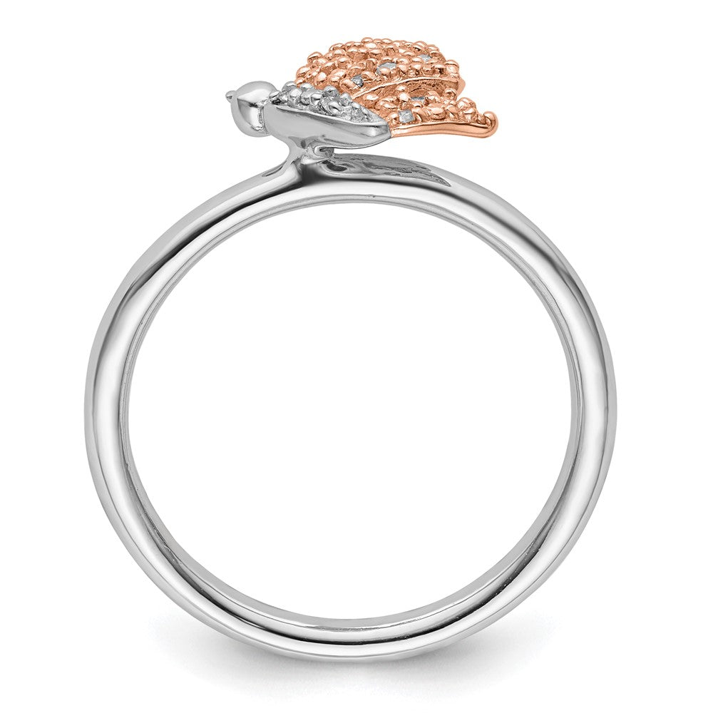 Sterling Silver/Rose Gold-plated Stackable Expressions Diam. Butterfly Ring Size -8