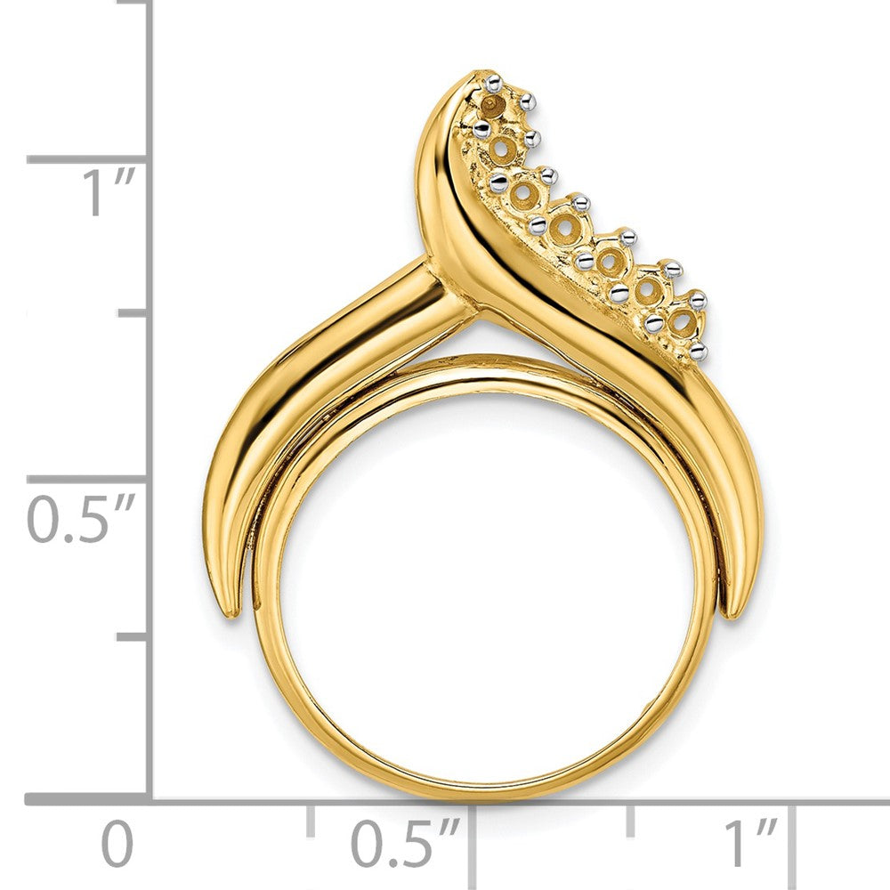 Wideband Distinguished Coin Jewelry 14k Polished Diamond Teardrop 18.0mm Prong Coin Bezel Chain Slide Pendant Mounting
