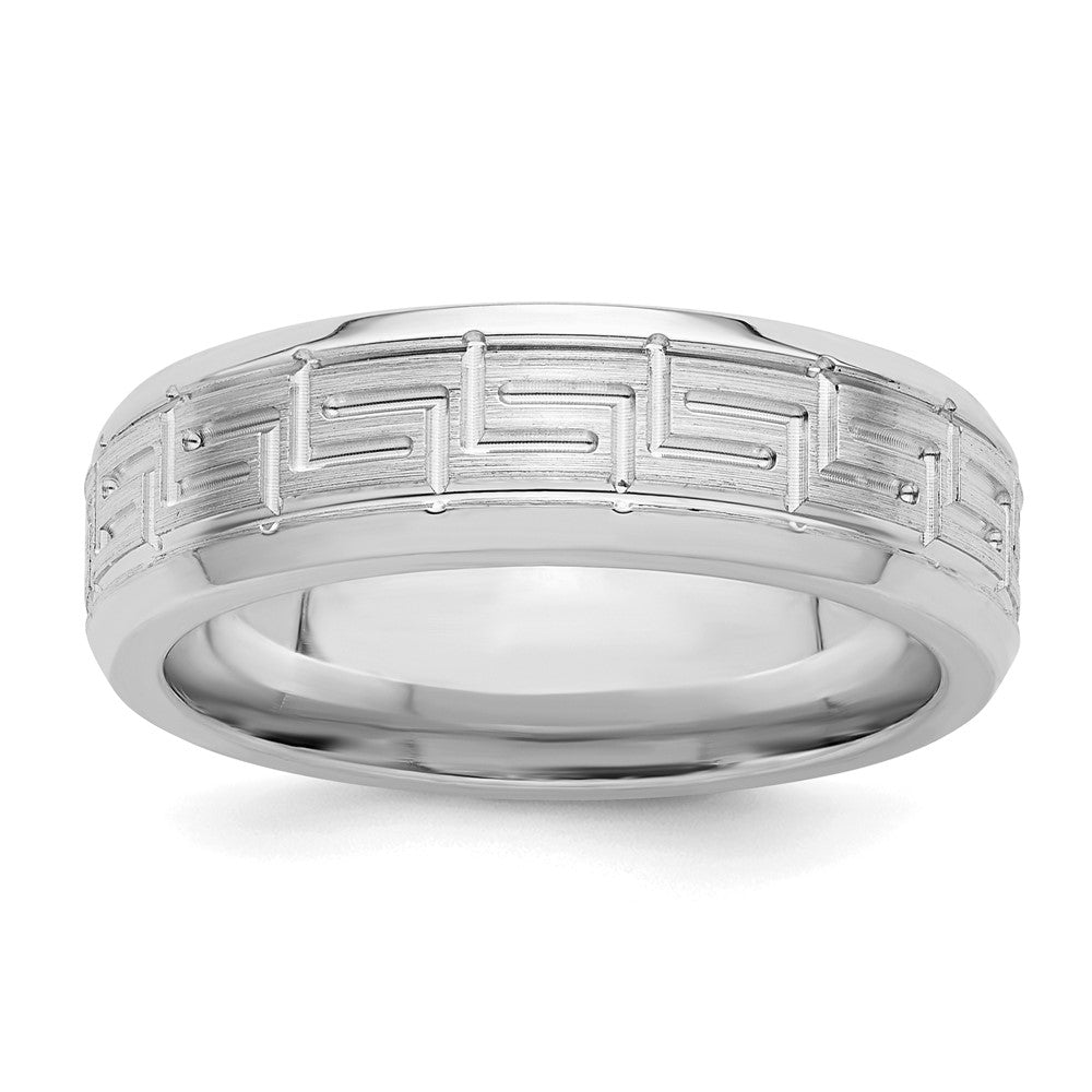 Sterling Silver Rhodium-plated 6mm Brushed Fancy Band Size 8