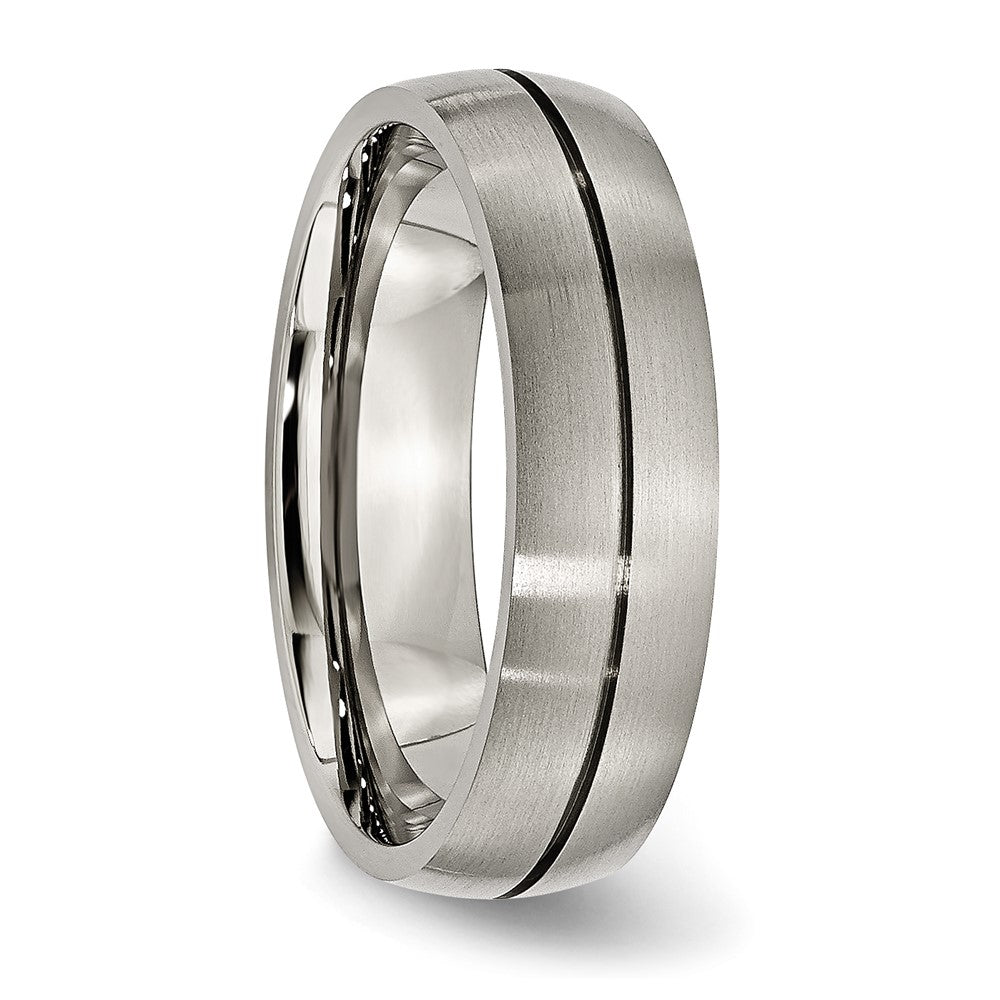 Titanium Satin 6mm Grooved Band Size - 6.5