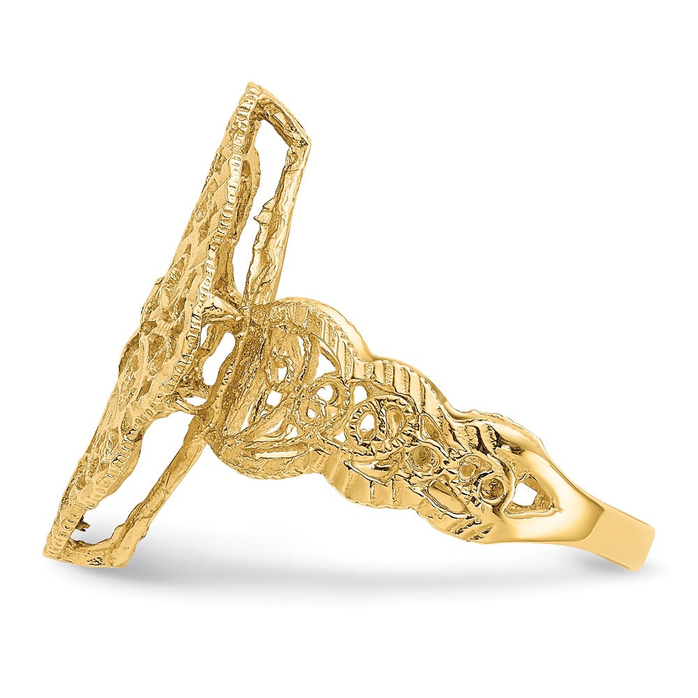 14K Diamond Cut Filigree Ring Size 6