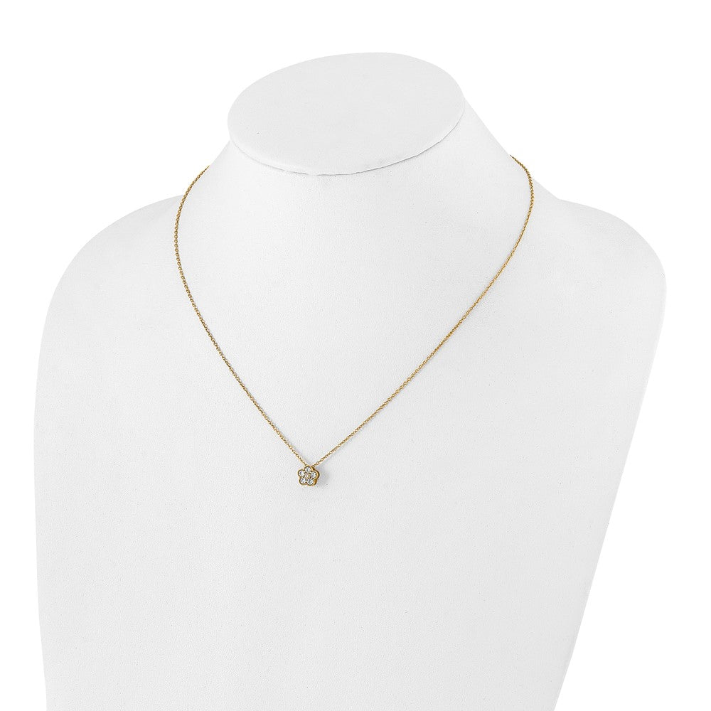 True Origin 14k 1/4 carat Lab Grown Diamond VS DEF 18 inch Floral Pendant Necklace