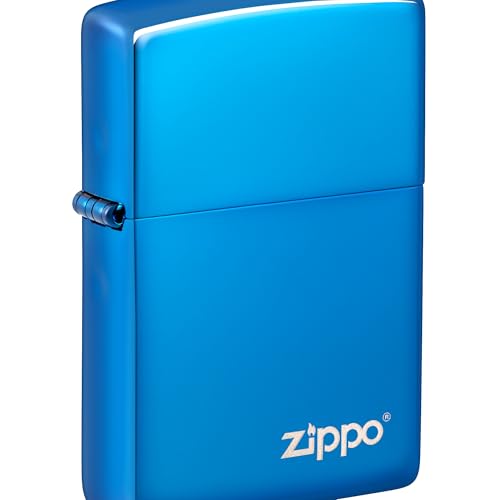 Zippo Logo High Polish Blue Pocket Lighter
